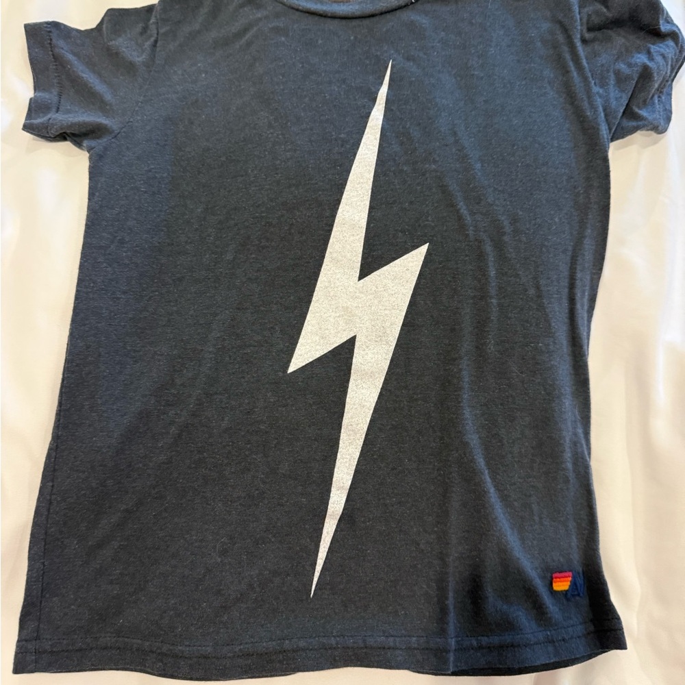Gray T-Shirt with White Lightning Bolt